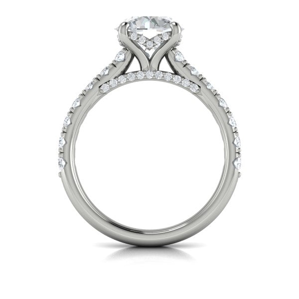 Timeless Cathedral Engagement Ring with Hidden Halo
