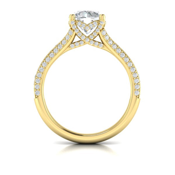 Dramatic Cathedral Hidden Halo Engagement Ring