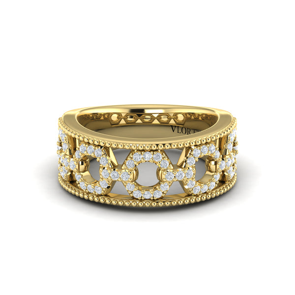 Diamond Open Honeycomb Link Ring