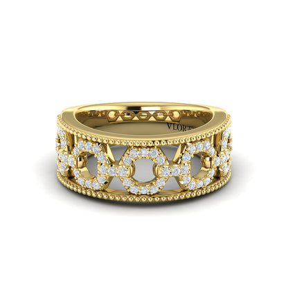 Diamond Open Honeycomb Link Ring