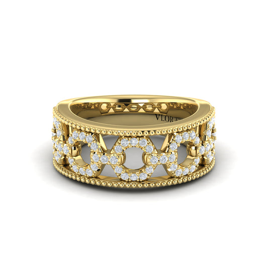 Diamond Open Honeycomb Link Ring