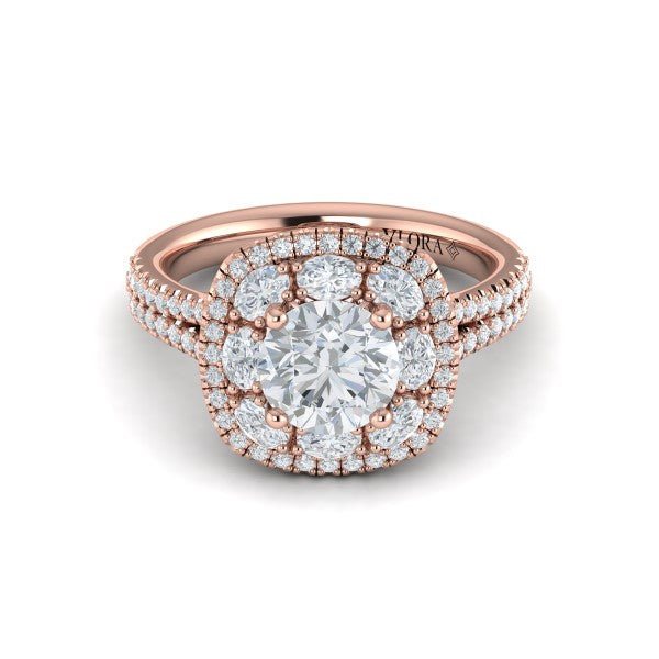 Exquisite Double Halo Round Engagement Ring