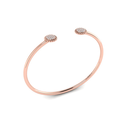 Double Round Shaped Diamond Pavé Open Bangle
