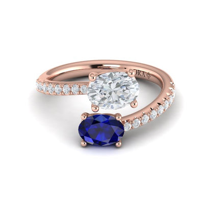 Kissing Diamond and Sapphire Engagement Ring