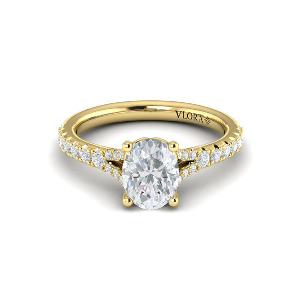 Splendid Cathedral Split Shank Oval Engagement Ring