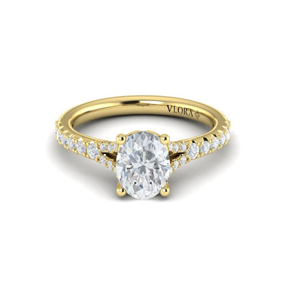 Splendid Cathedral Split Shank Oval Engagement Ring