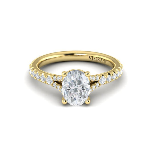 Splendid Cathedral Split Shank Oval Engagement Ring