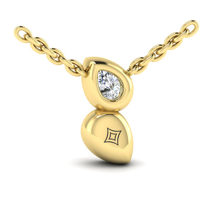 Pear Shaped Diamond Bezel‑Set Two‑Stone Sculpted Necklace