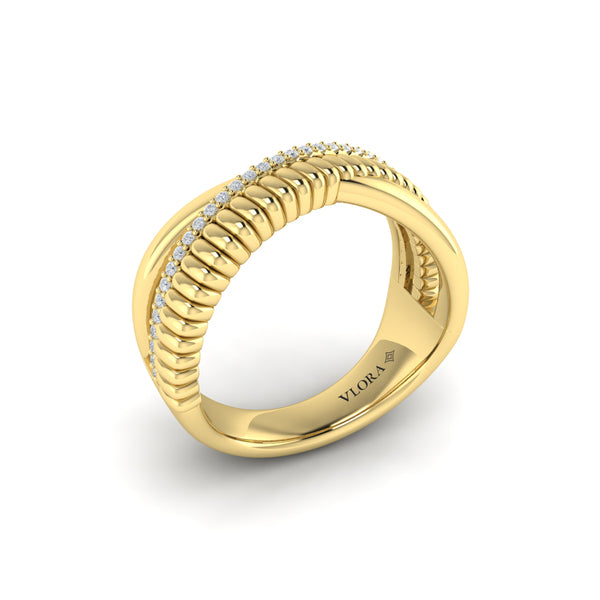 Textured Crossover Diamond Ring