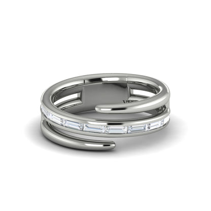 Center Diamond Baguette Open Wrap Ring