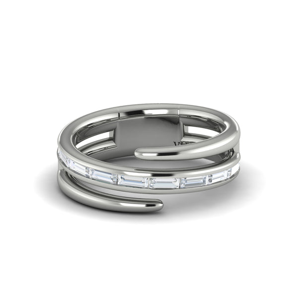 Center Diamond Baguette Open Wrap Ring
