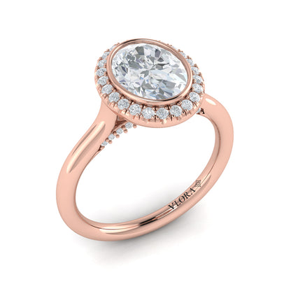 Regal Halo Oval Bezel Engagement Ring