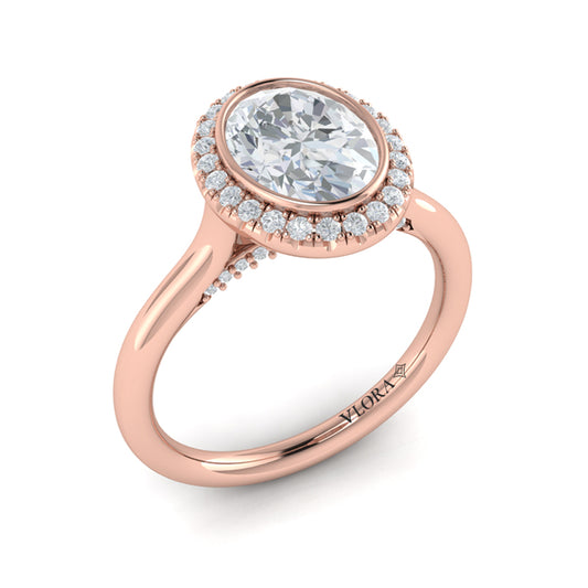 Regal Halo Oval Bezel Engagement Ring