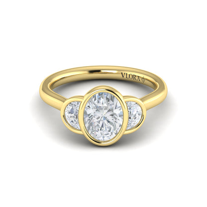 Golden Embrace Three-Stone Engagement Ring