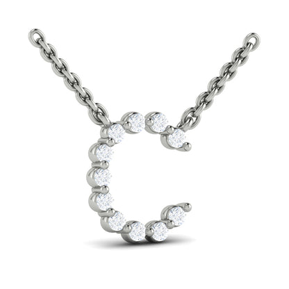 Diamond Alphabet Pendant Necklace, C