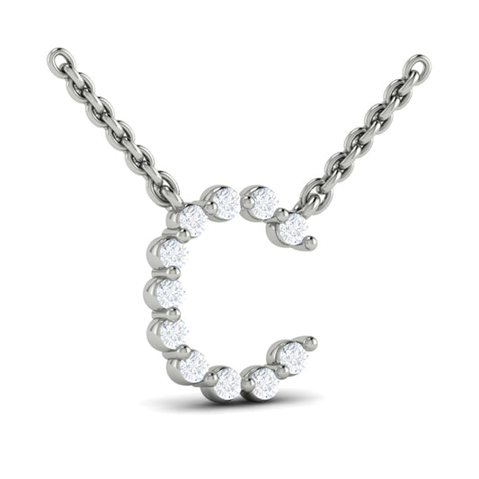 Diamond Alphabet Pendant Necklace, C