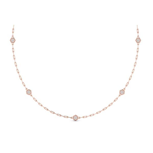 Multi Diamond Honeycomb Link Necklace
