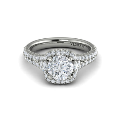 Double Halo Pavé Round Engagement Ring