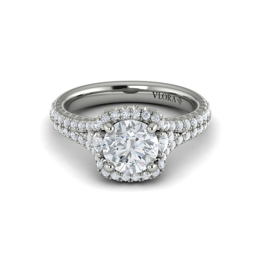 Double Halo Pavé Round Engagement Ring