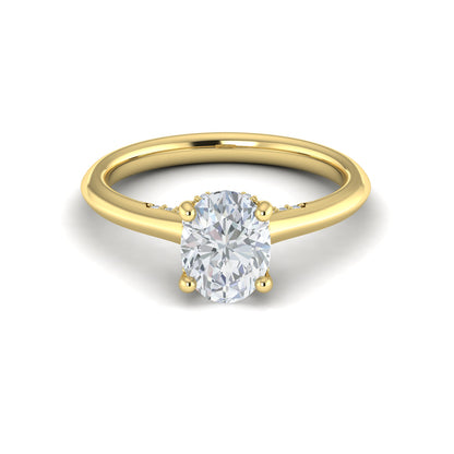 Solitaire Oval Engagement Ring with Hidden Halo