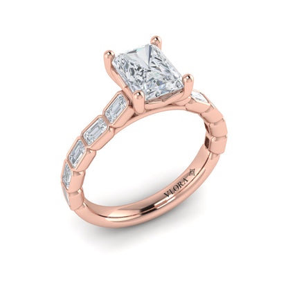 Bezeled Emerald Cut Engagement Ring