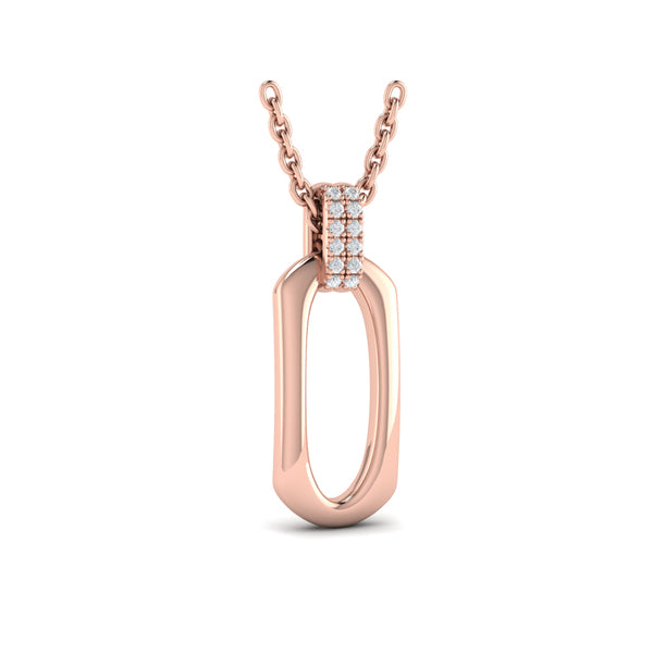 Diamond Accent North South Open Oval Pendant with Link Necklace