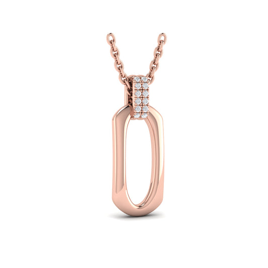 Diamond Accent North South Open Oval Pendant with Link Necklace