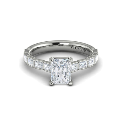 Bezeled Emerald Cut Engagement Ring