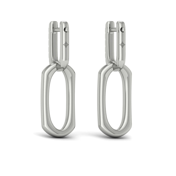 Diamond Accent North South Open Oval Pendant Link Earrings