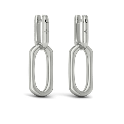 Diamond Accent North South Open Oval Pendant Link Earrings