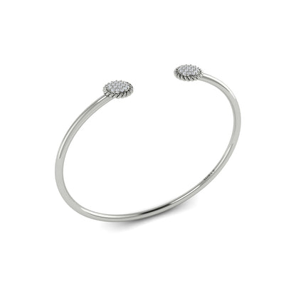 Double Round Shaped Diamond Pavé Open Bangle