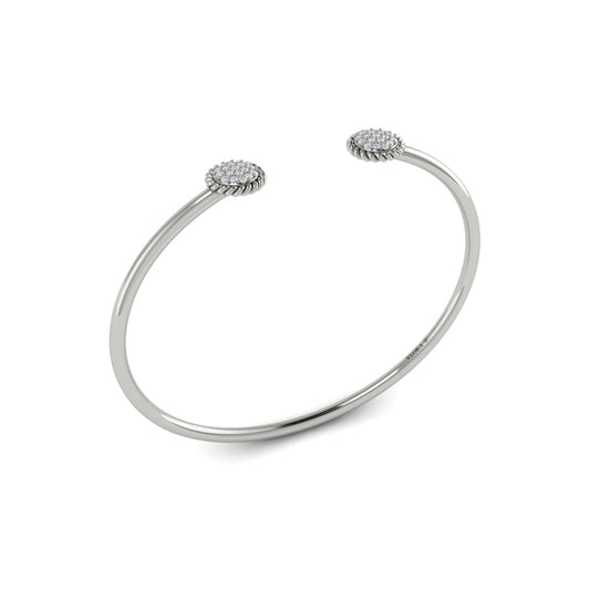 Double Round Shaped Diamond Pavé Open Bangle