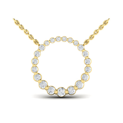 Graduated Round Diamond Open Circle Pendant