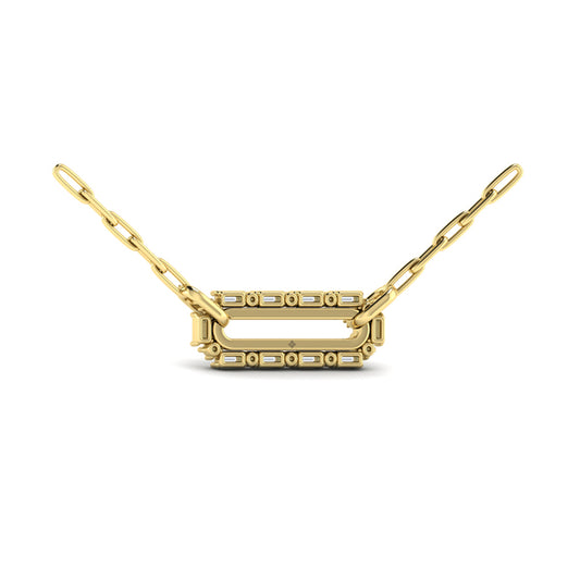 Diamond Baguette Double Row Link Necklace