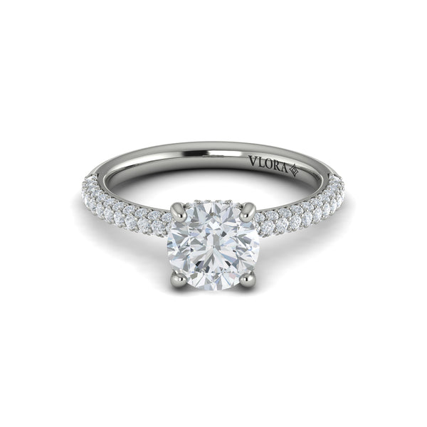 Shimmering Hidden Halo Engagement Ring with Micropave Band