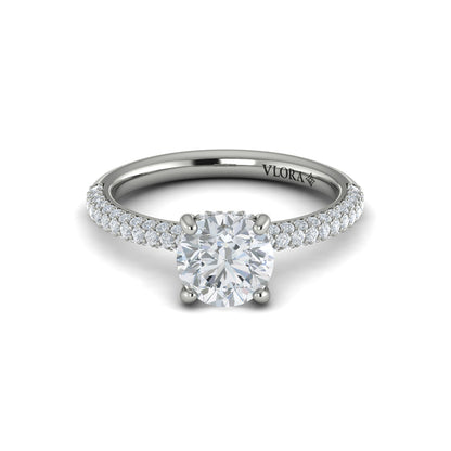 Shimmering Hidden Halo Engagement Ring with Micropave Band