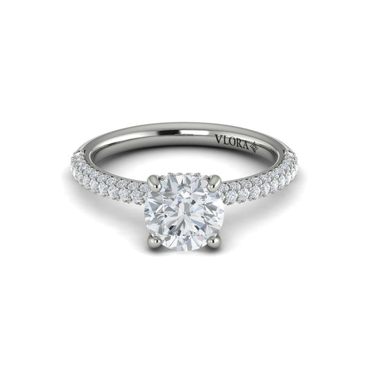 Shimmering Hidden Halo Engagement Ring with Micropave Band