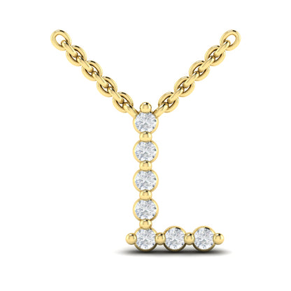 Diamond Alphabet Pendant Necklace, L
