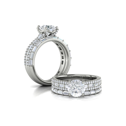 Grand Cathedral Round Diamond Engagement Ring