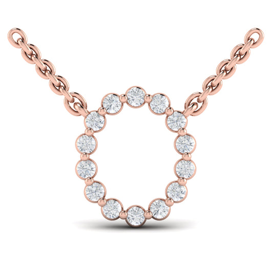 Diamond Alphabet Pendant Necklace, O