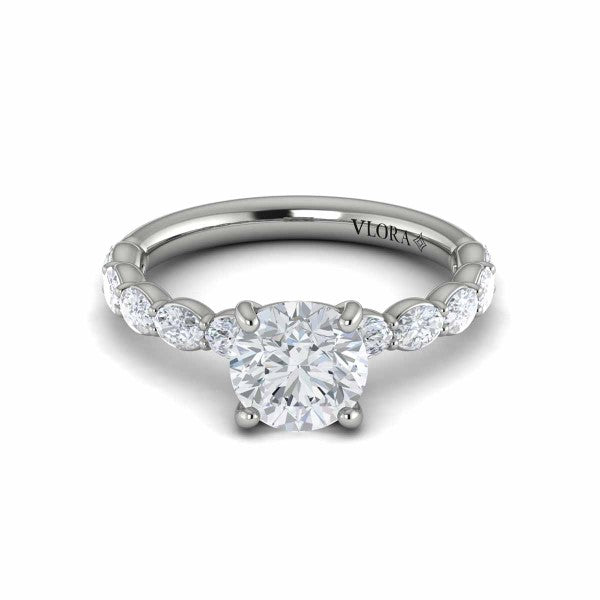 Round Classic Engagement Ring in Platinum by Vlora Bridal