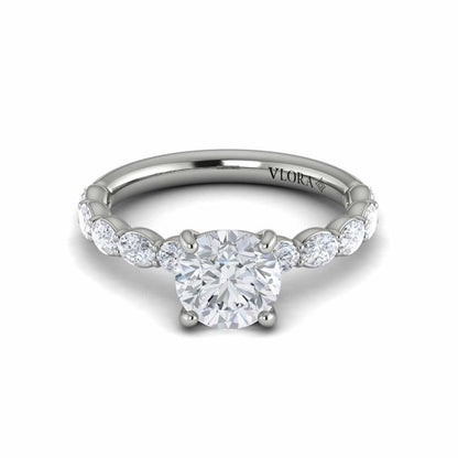 Round Classic Engagement Ring in Platinum by Vlora Bridal