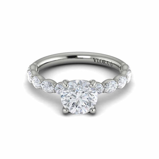Round Classic Engagement Ring in Platinum by Vlora Bridal