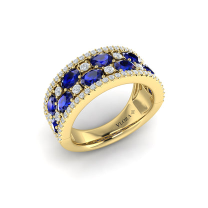 Multi Diamond and Sapphire Statement Ring