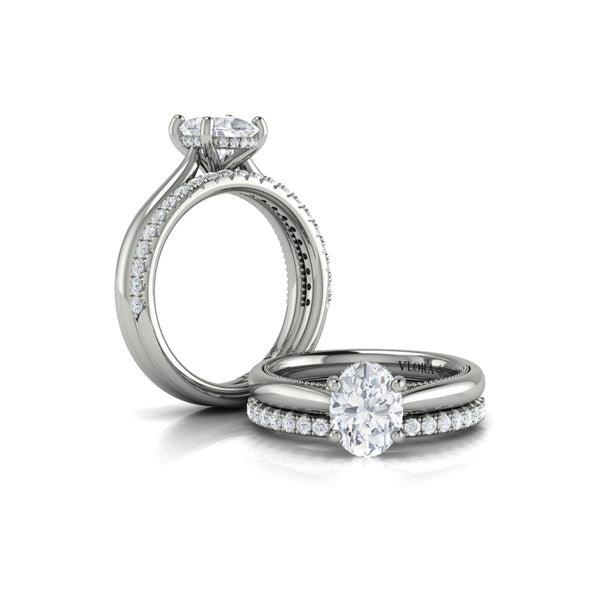 Modern Vintage Solitaire Engagement Ring with Hidden Halo