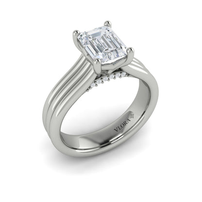 Fluted Emerald Cut Engagement Ring