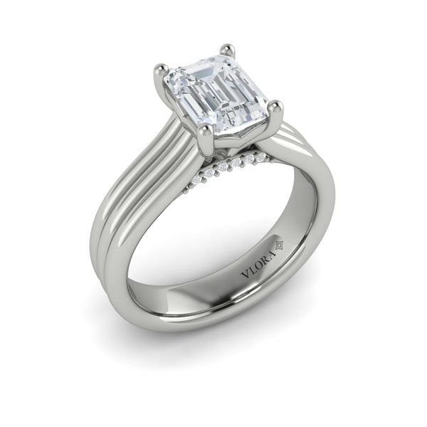 Fluted Emerald Cut Engagement Ring