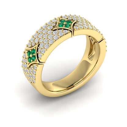 Diamond and Emerald Vlora Star Ring