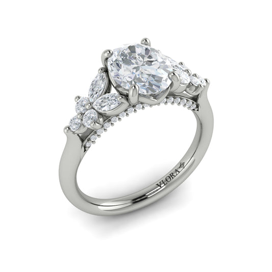 Oval Classic Engagement Ring in Platinum by Vlora Bridal