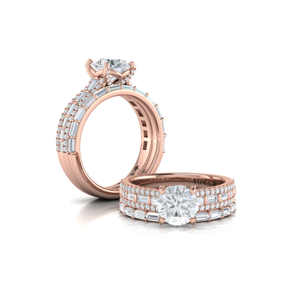 Matching Bands Wedding Band in 14K Rose Gold by Vlora Bridal